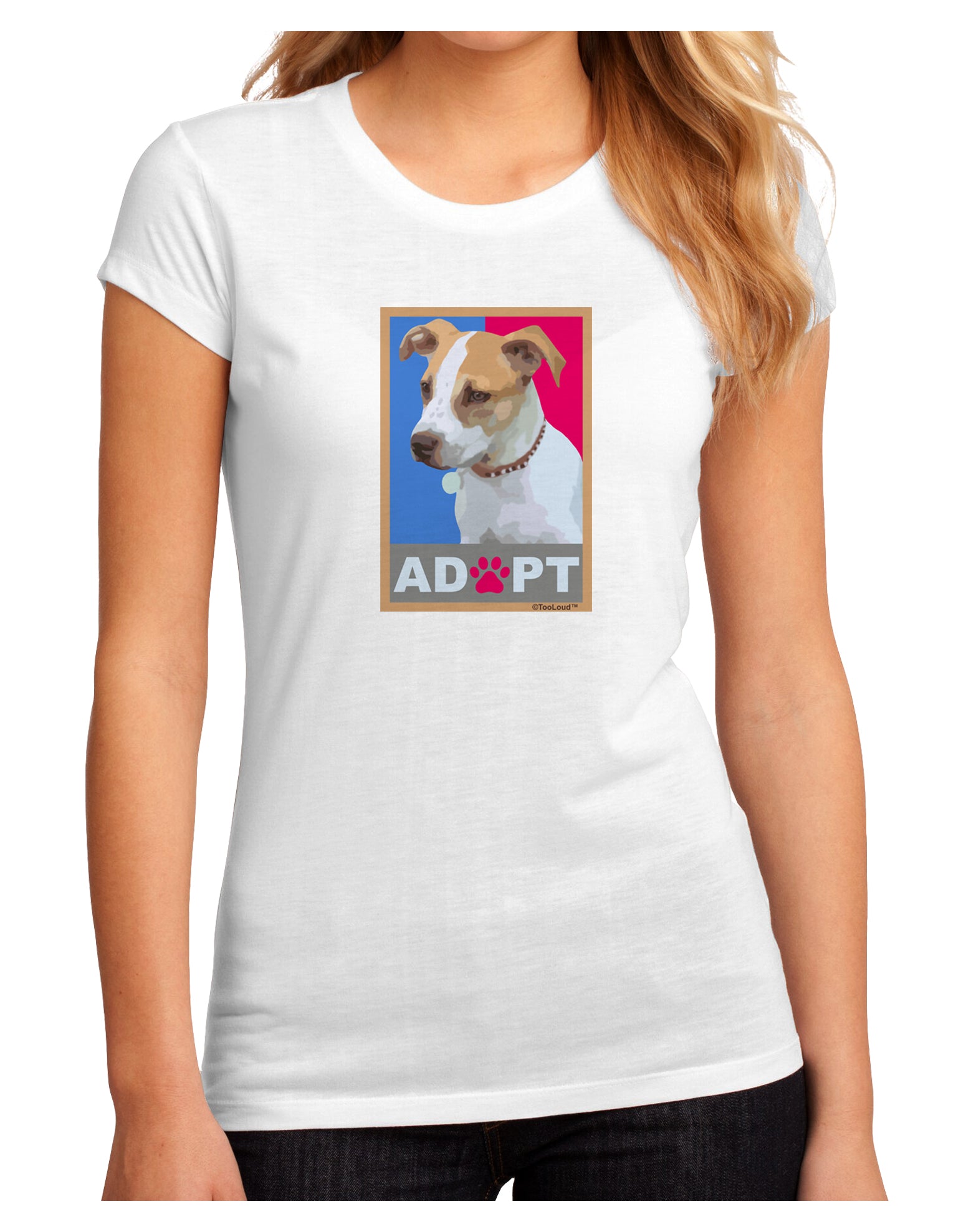 Adopt Cute Puppy Cat Adoption Juniors Petite Sublimate Tee-TooLoud-White-Small-Davson Sales