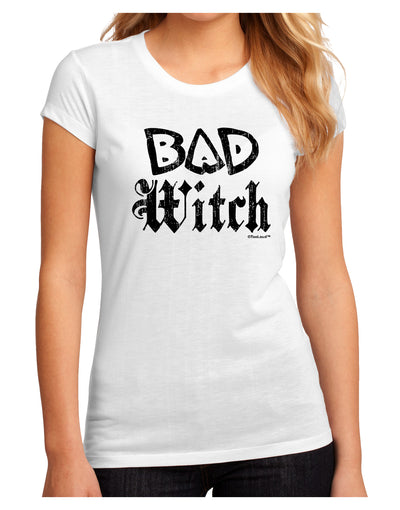 Bad Witch Distressed Juniors Sublimate Tee-TooLoud-White-Small-Davson Sales