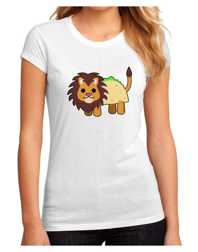 Cute Taco Lion Juniors Petite Sublimate Tee-TooLoud-White-Small-Davson Sales