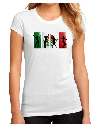 Mexican Flag - Dancing Silhouettes Juniors Sublimate Tee by TooLoud-Womens T-Shirt-TooLoud-White-Small-Davson Sales