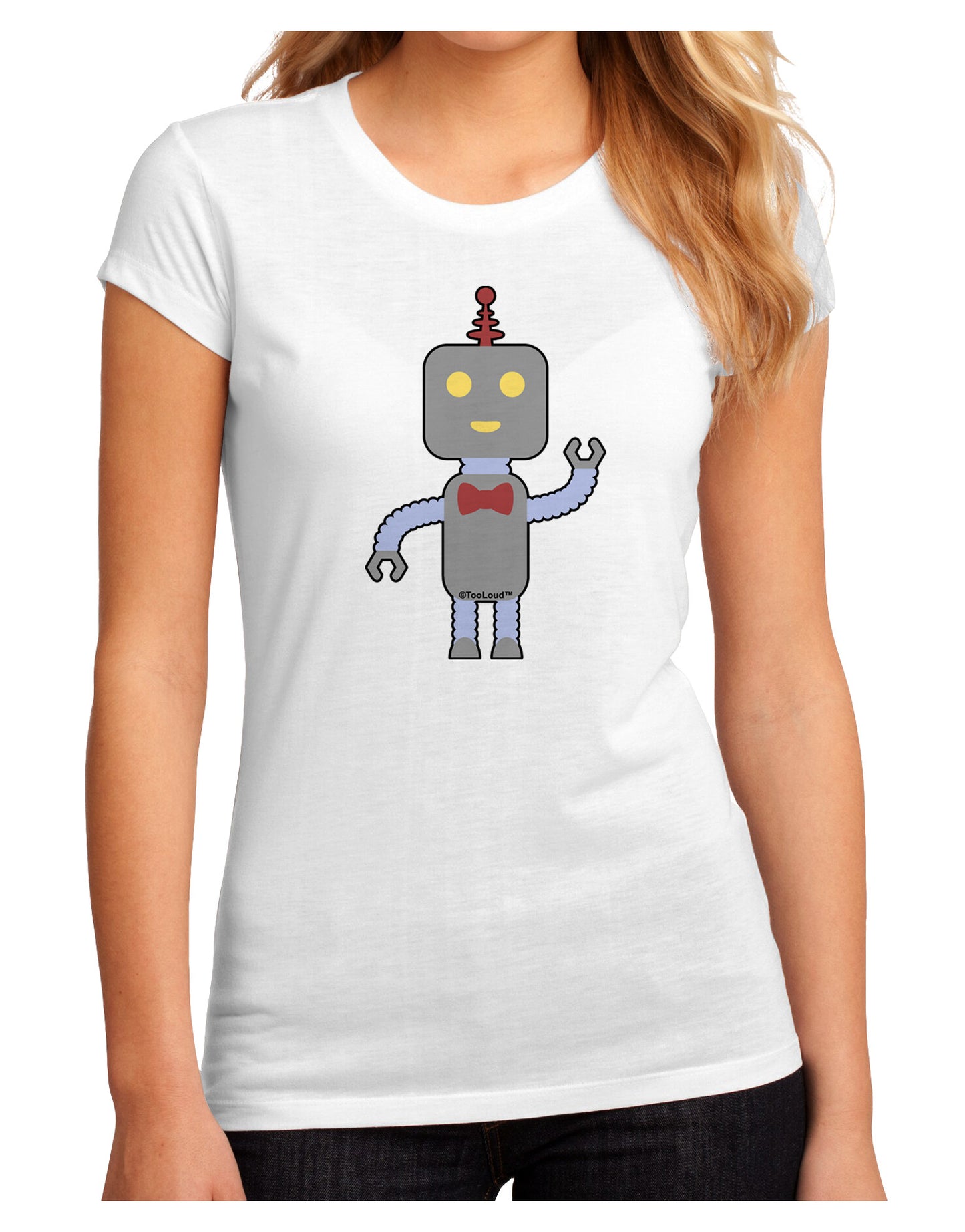 Cute Robot Male Juniors Petite Sublimate Tee-TooLoud-White-Small-Davson Sales