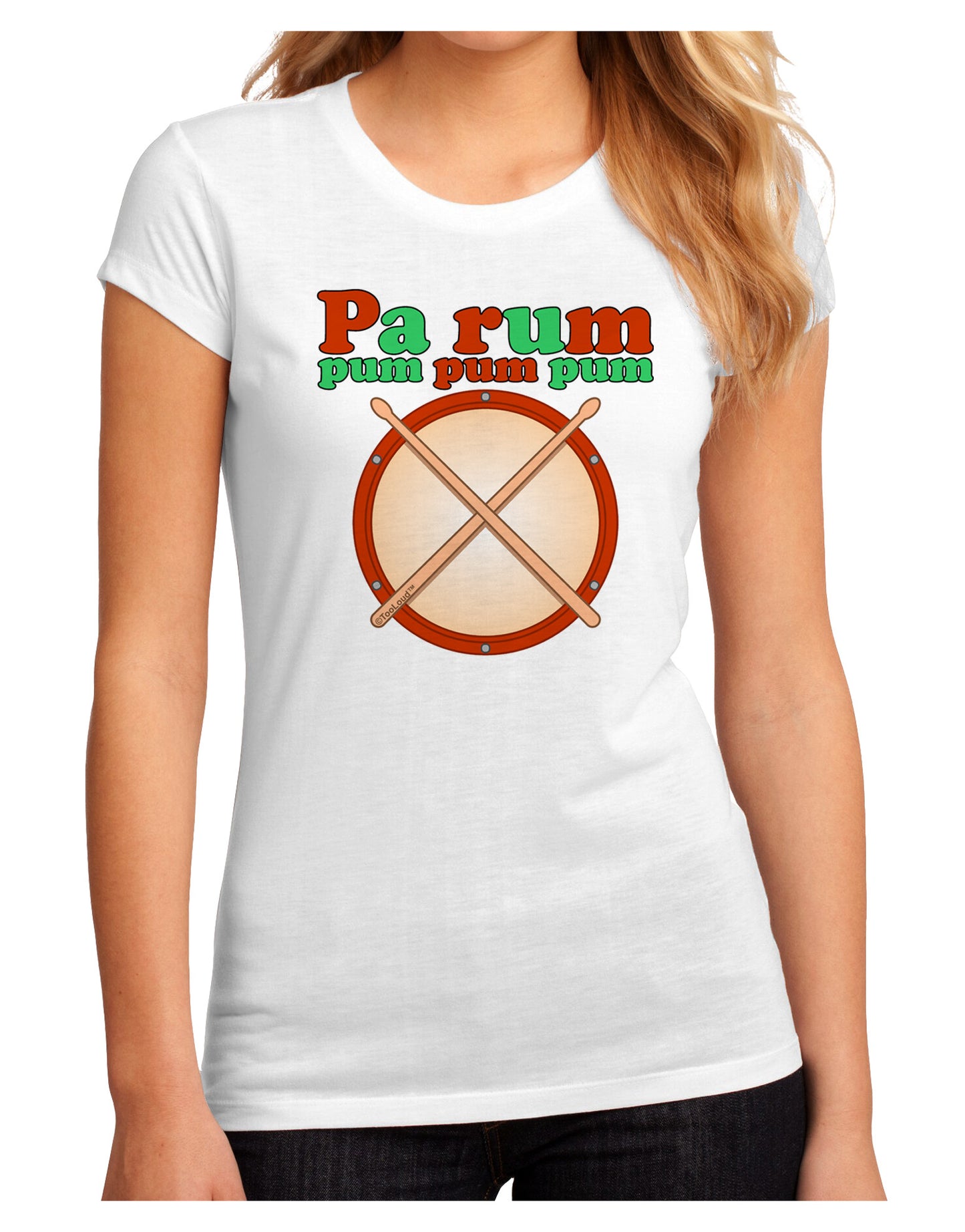 Pa Rum Pum Pum Pum Juniors Sublimate Tee-TooLoud-White-Small-Davson Sales