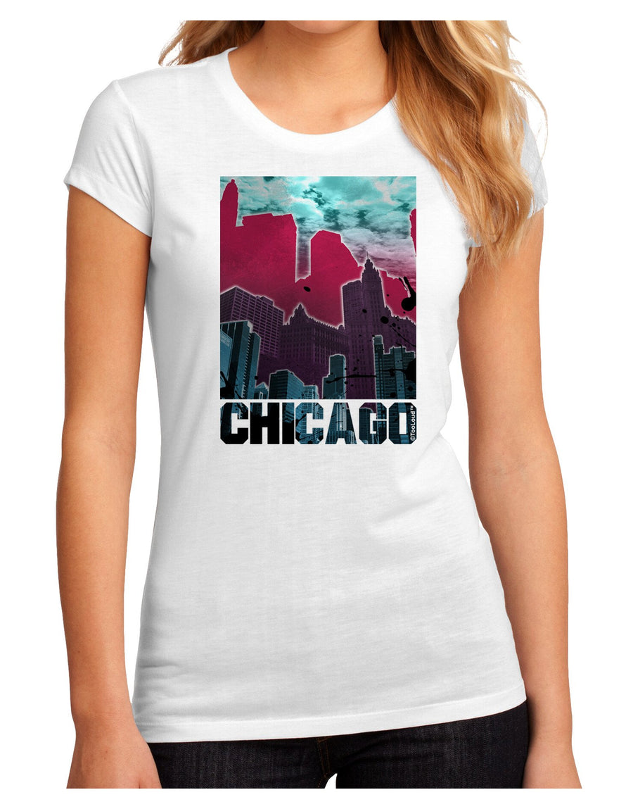 Chicago Abstract 2 Juniors Sublimate Tee-TooLoud-White-2XL-Davson Sales