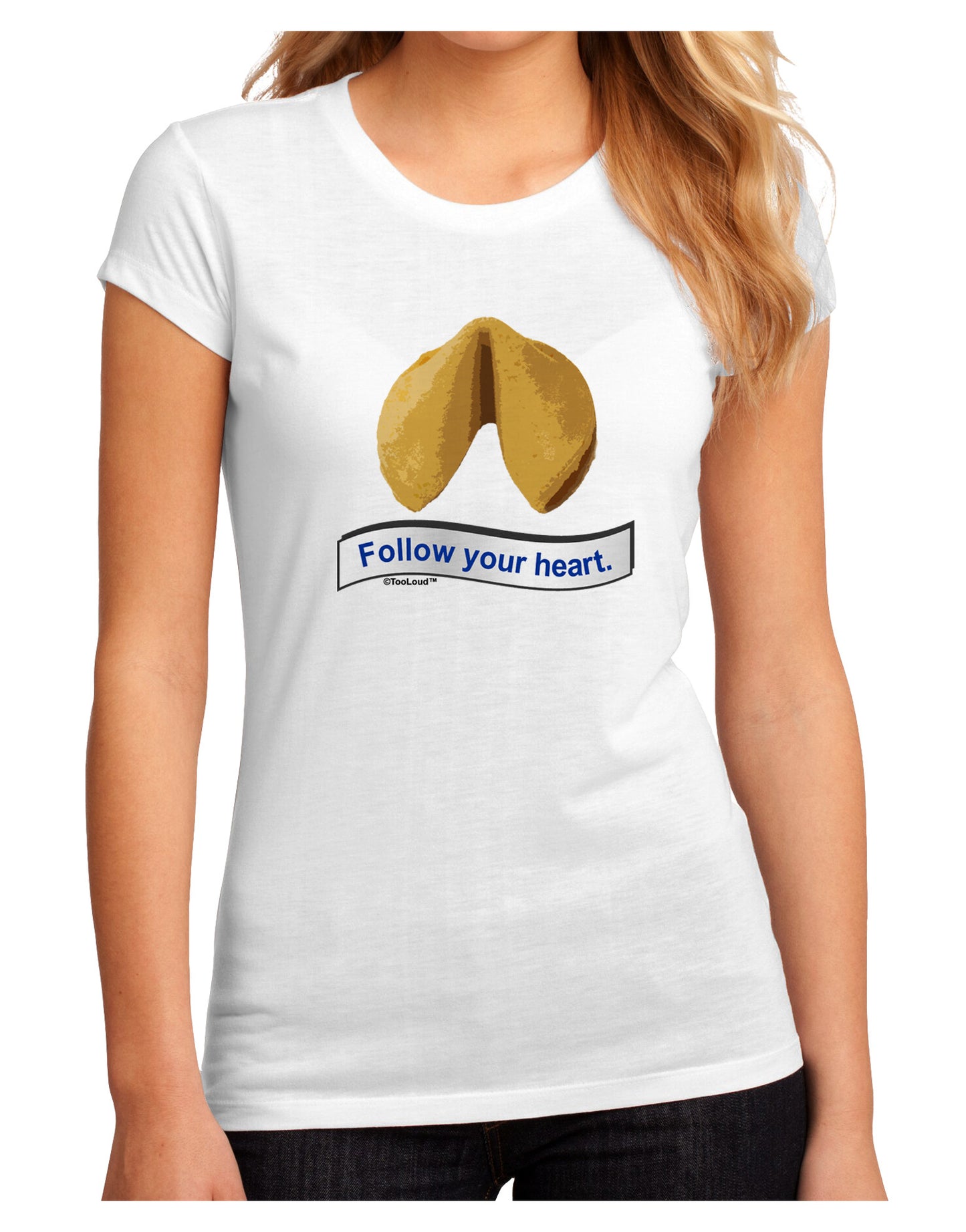 Follow Your Heart Fortune Juniors Petite Sublimate Tee-TooLoud-White-Small-Davson Sales