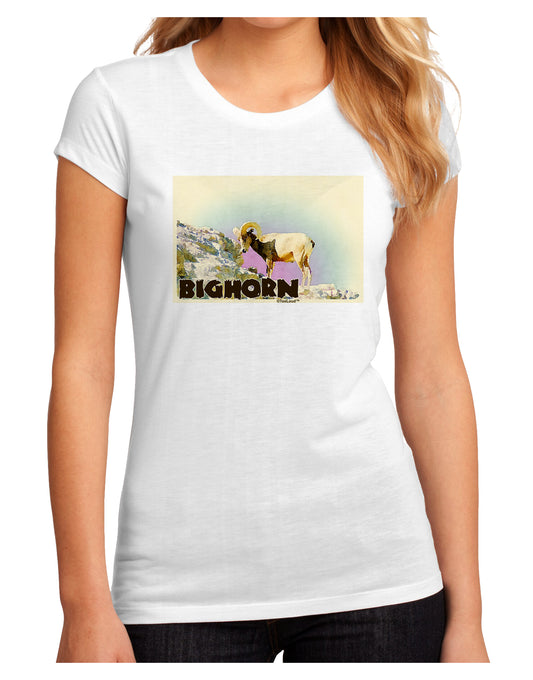 Bighorn Ram WatercolorText Juniors Sublimate Tee-TooLoud-White-Small-Davson Sales