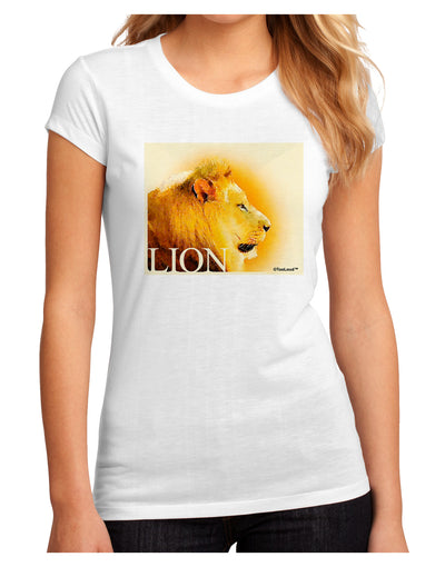 Lion Watercolor 3 Text Juniors Sublimate Tee-TooLoud-White-Small-Davson Sales