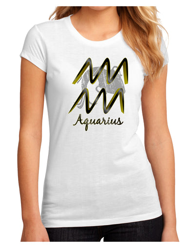 Aquarius Symbol Juniors Petite Sublimate Tee-TooLoud-White-Small-Davson Sales