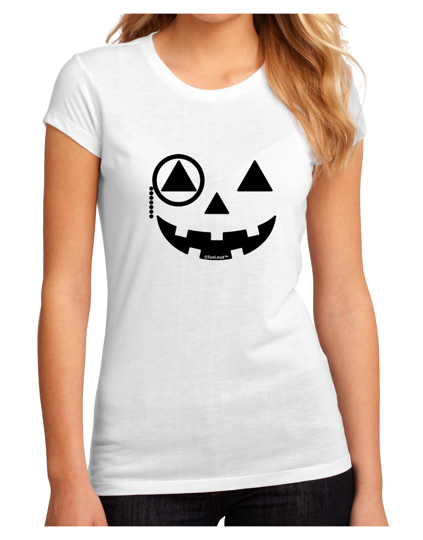 Monocle Jack-o-Lantern B-W Juniors Sublimate Tee-TooLoud-White-Small-Davson Sales