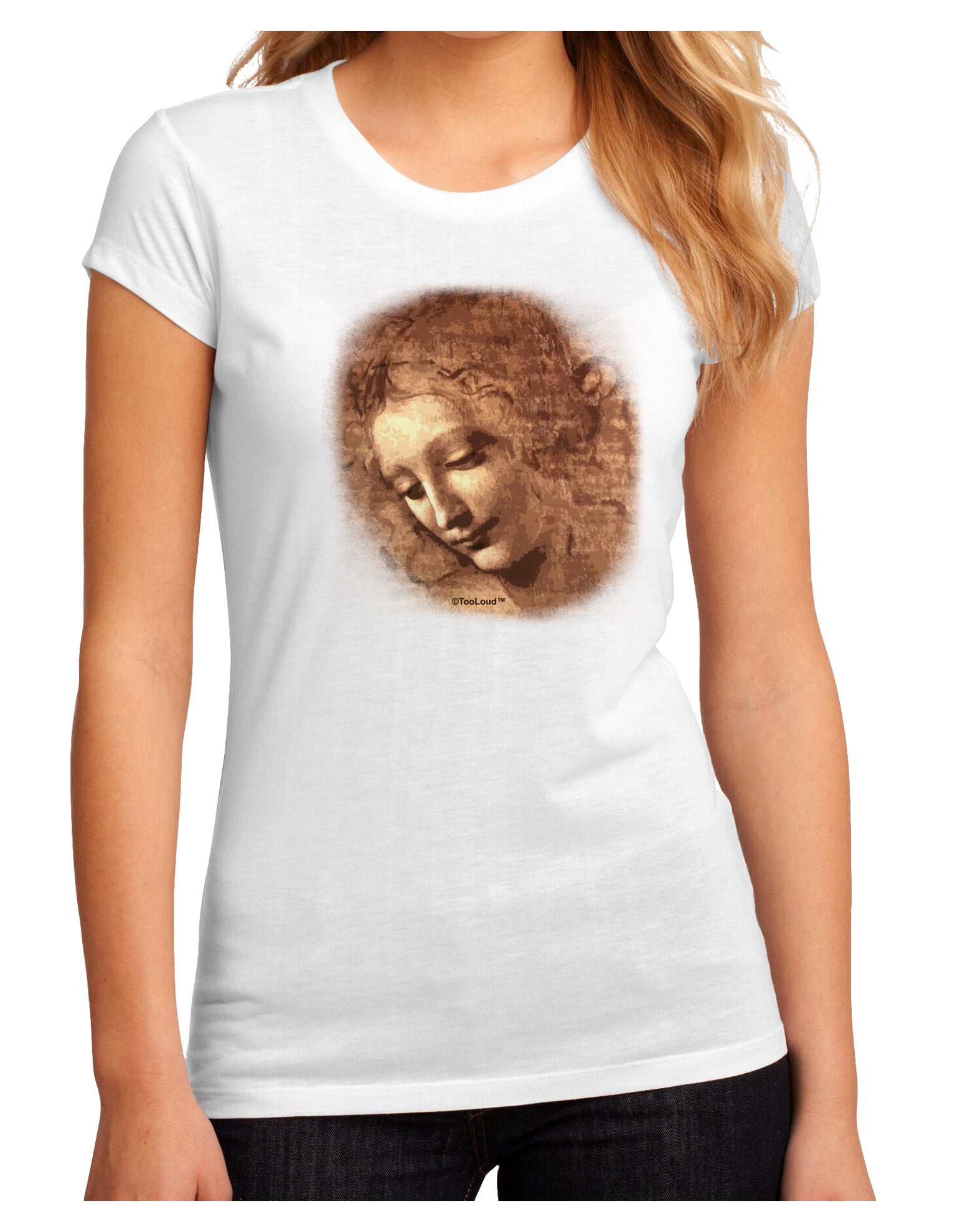 Lady With Disheveled Hair Juniors Petite Sublimate Tee-Womens T-Shirt-TooLoud-White-Small-Davson Sales