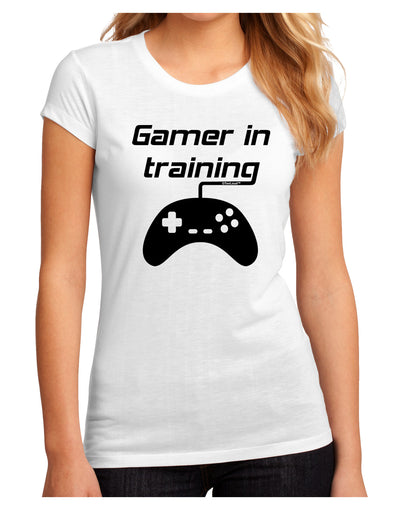 Gamer In Training BnW Juniors Petite Sublimate Tee-TooLoud-White-Small-Davson Sales