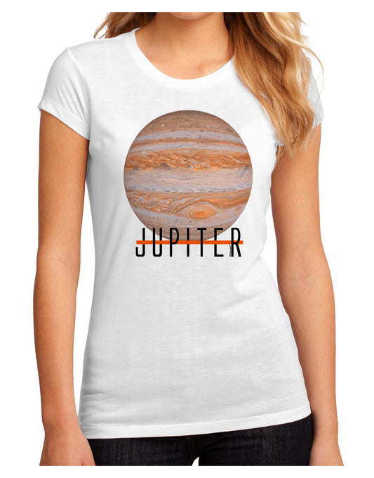 Planet Jupiter Earth Text Juniors Petite Sublimate Tee-TooLoud-White-Small-Davson Sales