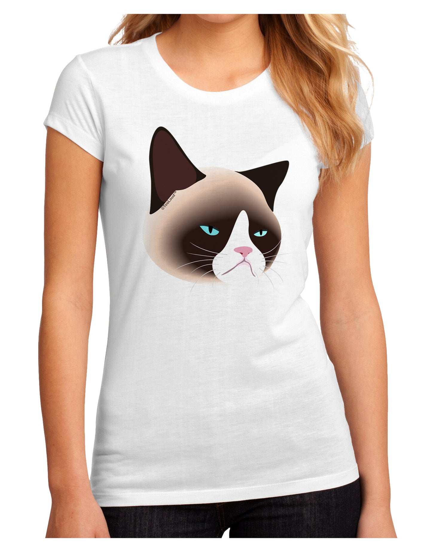 Cute Disgruntled Siamese Cat Juniors Sublimate Tee-Womens T-Shirt-TooLoud-White-Small-Davson Sales