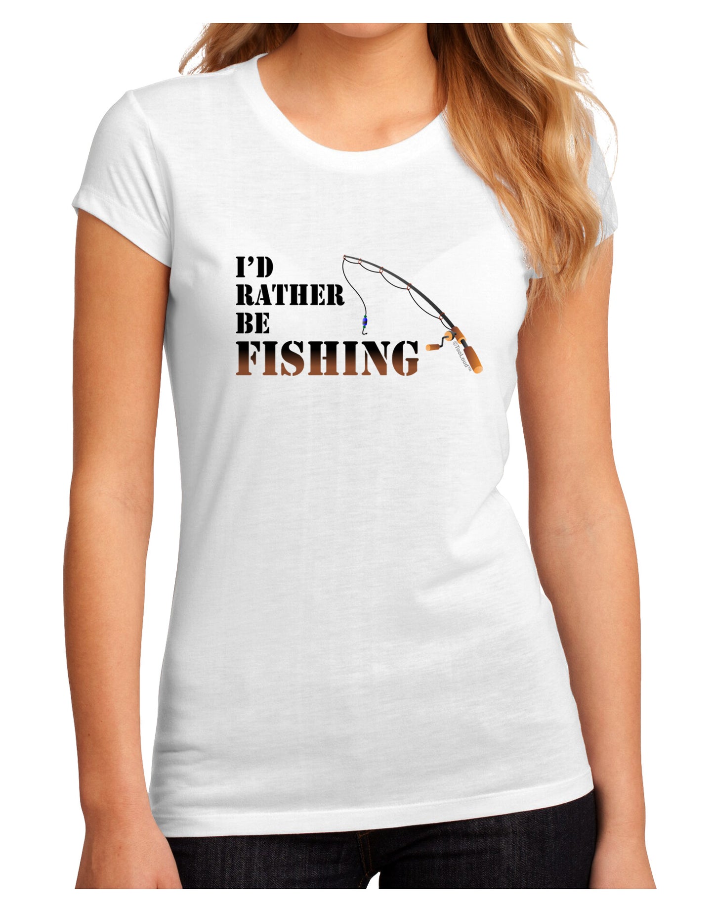 I'd Rather Be Fishing Juniors Petite Sublimate Tee-Womens T-Shirt-TooLoud-White-Small-Davson Sales