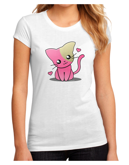 Kawaii Kitty Juniors Petite Sublimate Tee-TooLoud-White-Small-Davson Sales