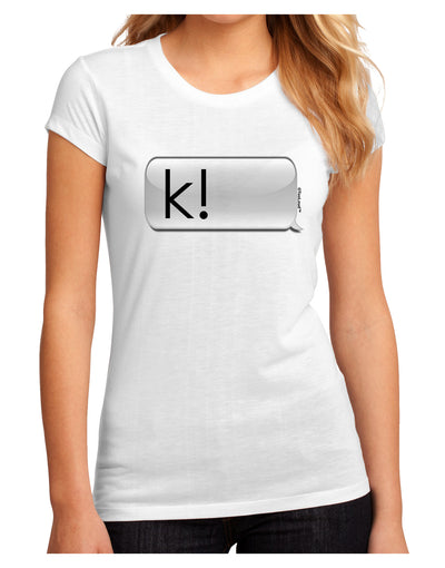 K Text Bubble Juniors Petite Sublimate Tee-TooLoud-White-Small-Davson Sales