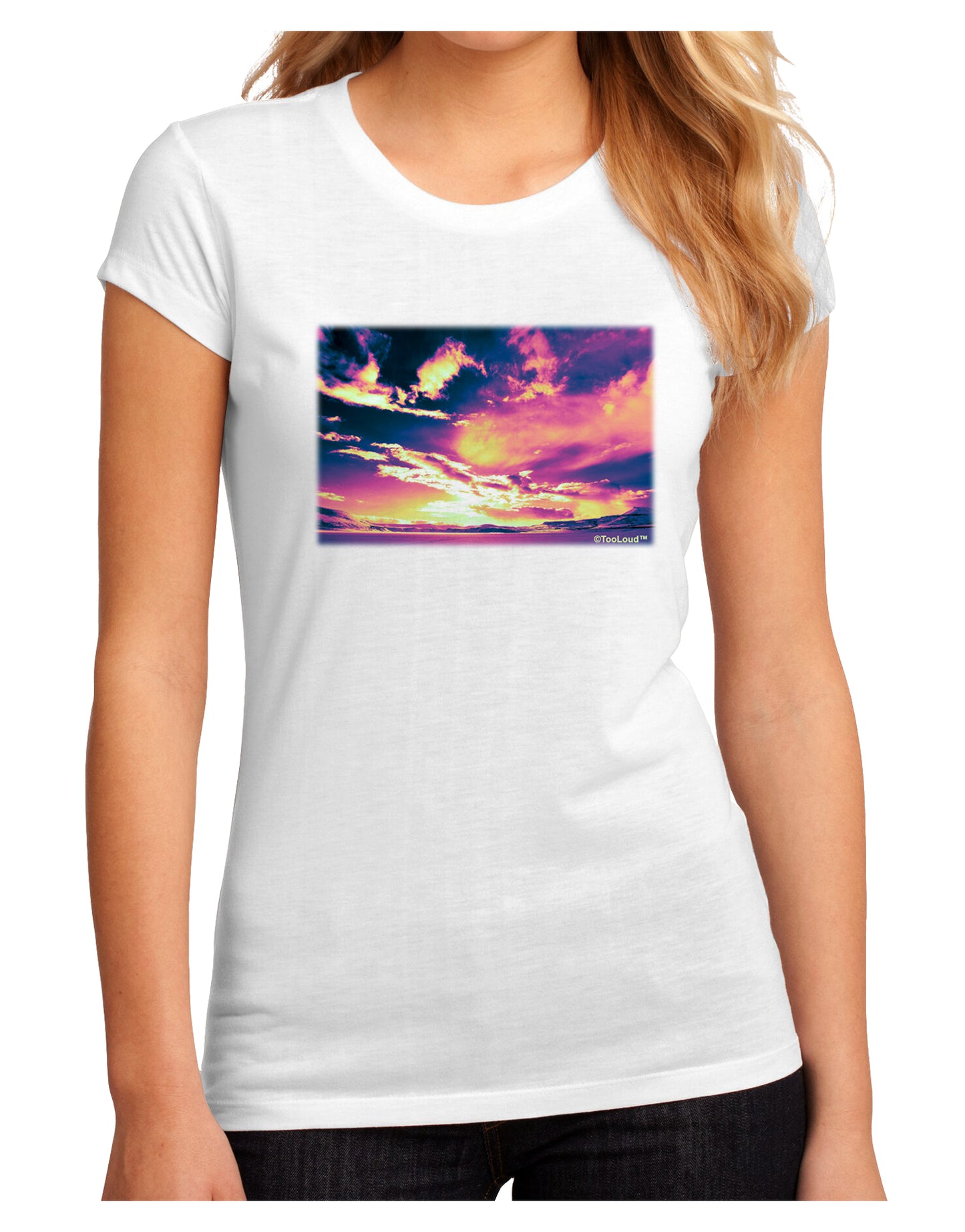 Blue Mesa Reservoir Surreal Juniors Petite Sublimate Tee-TooLoud-White-Small-Davson Sales