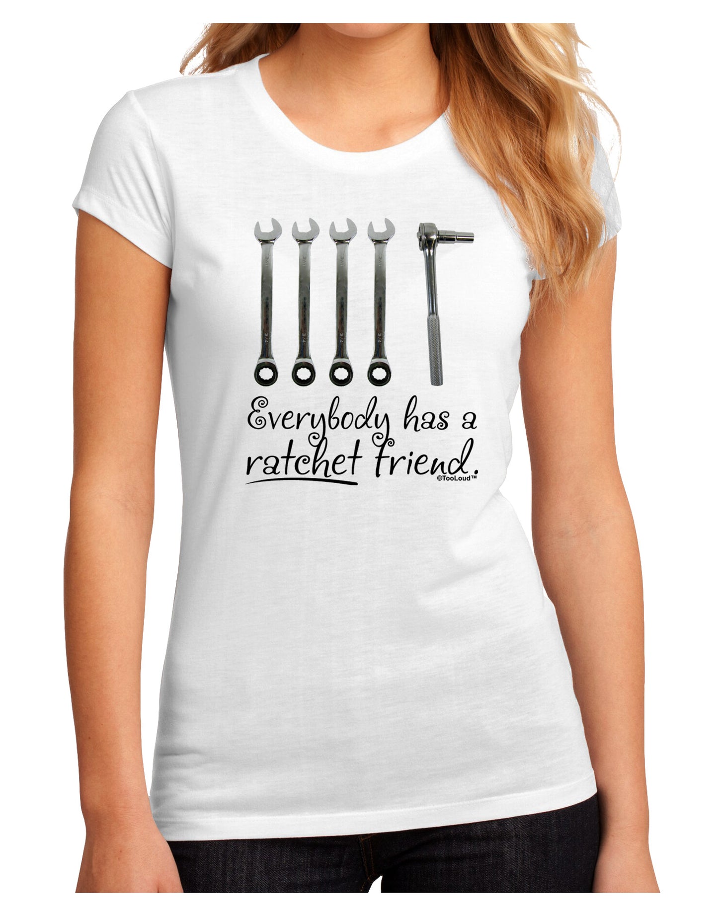 Ratchet Friend Juniors Sublimate Tee-TooLoud-White-Small-Davson Sales
