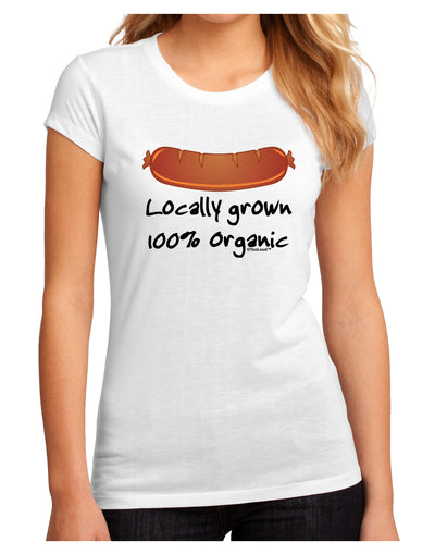 Locally Grown Organic Sausage Juniors Petite Sublimate Tee-TooLoud-White-Small-Davson Sales