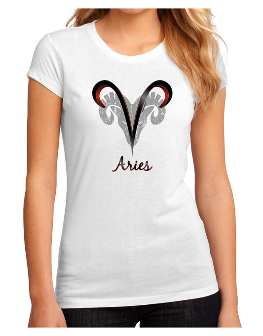 Aries Symbol Juniors Petite Sublimate Tee-TooLoud-White-Small-Davson Sales