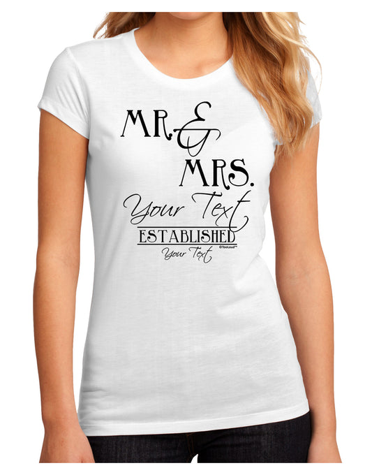 Personalized Mr and Mrs -Name- Established -Date- Design Juniors Sublimate Tee-TooLoud-White-Small-Davson Sales