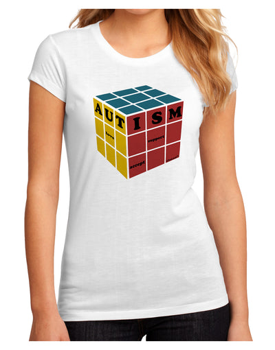 Autism Awareness - Cube Color Juniors Sublimate Tee-TooLoud-White-Small-Davson Sales