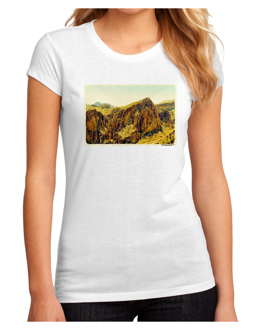 Arizona Mountains Watercolor Juniors Sublimate Tee-TooLoud-White-Small-Davson Sales