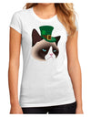 Leprechaun Disgruntled Cat Juniors Petite Sublimate Tee-TooLoud-White-Small-Davson Sales