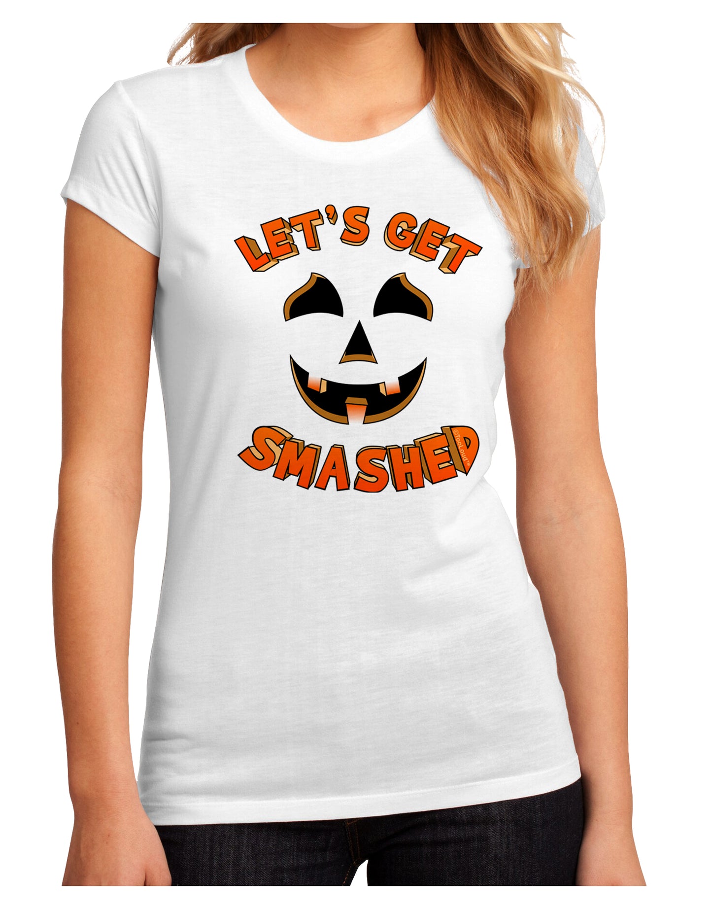 Let's Get Smashed Pumpkin Juniors Petite Sublimate Tee by TooLoud-Womens T-Shirt-TooLoud-White-Small-Davson Sales
