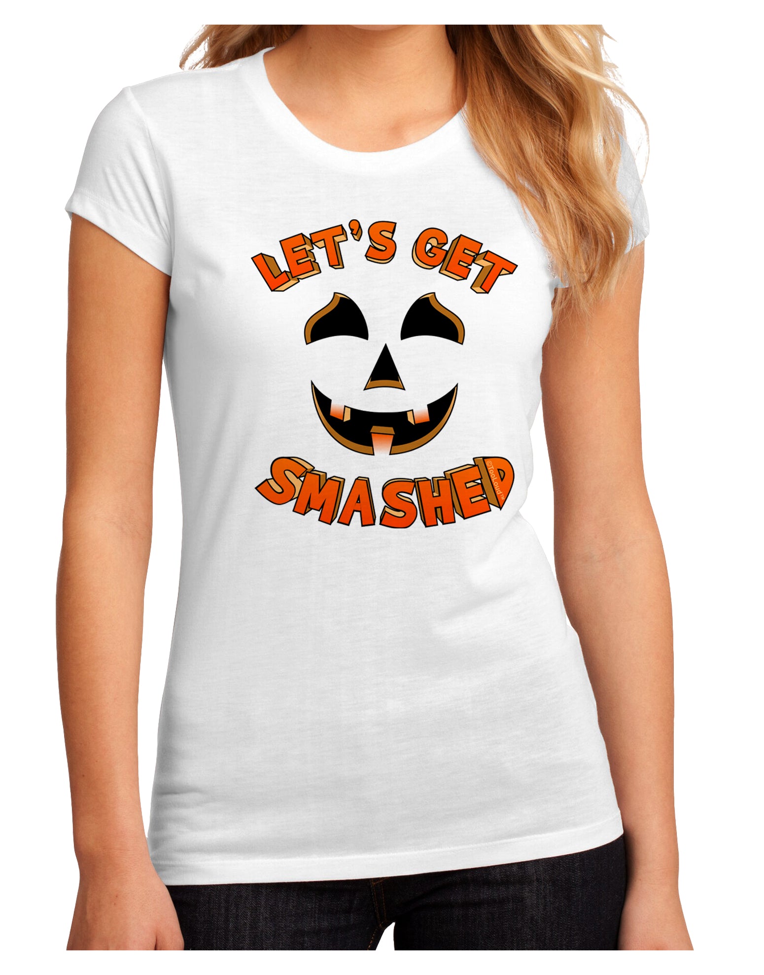Let's Get Smashed Pumpkin Juniors Petite Sublimate Tee by TooLoud-Womens T-Shirt-TooLoud-White-Small-Davson Sales