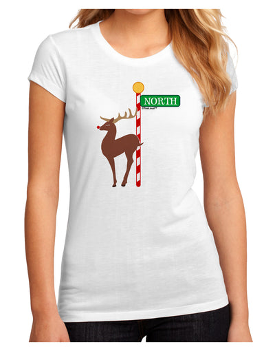 Rudolf Ratchet Reindeer Color Juniors Sublimate Tee-TooLoud-White-Small-Davson Sales