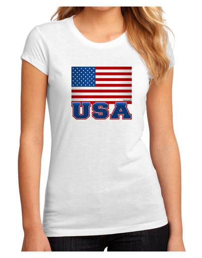 USA Flag Juniors Petite Sublimate Tee by TooLoud-Womens T-Shirt-TooLoud-White-Small-Davson Sales