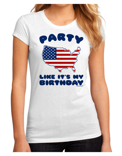 Party Like It's My Birthday - 4th of July Juniors Sublimate Tee-TooLoud-White-Small-Davson Sales