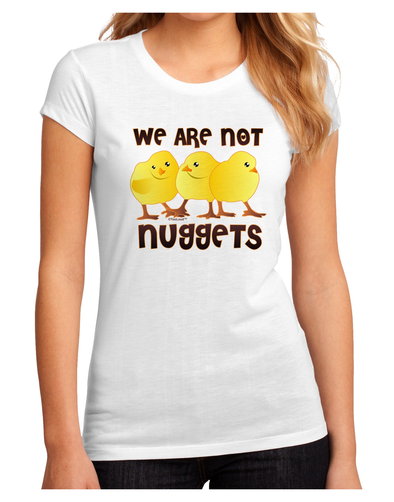 TooLoud We Are Not Nuggets Juniors Petite Sublimate Tee-Womens T-Shirt-TooLoud-White-Small-Davson Sales