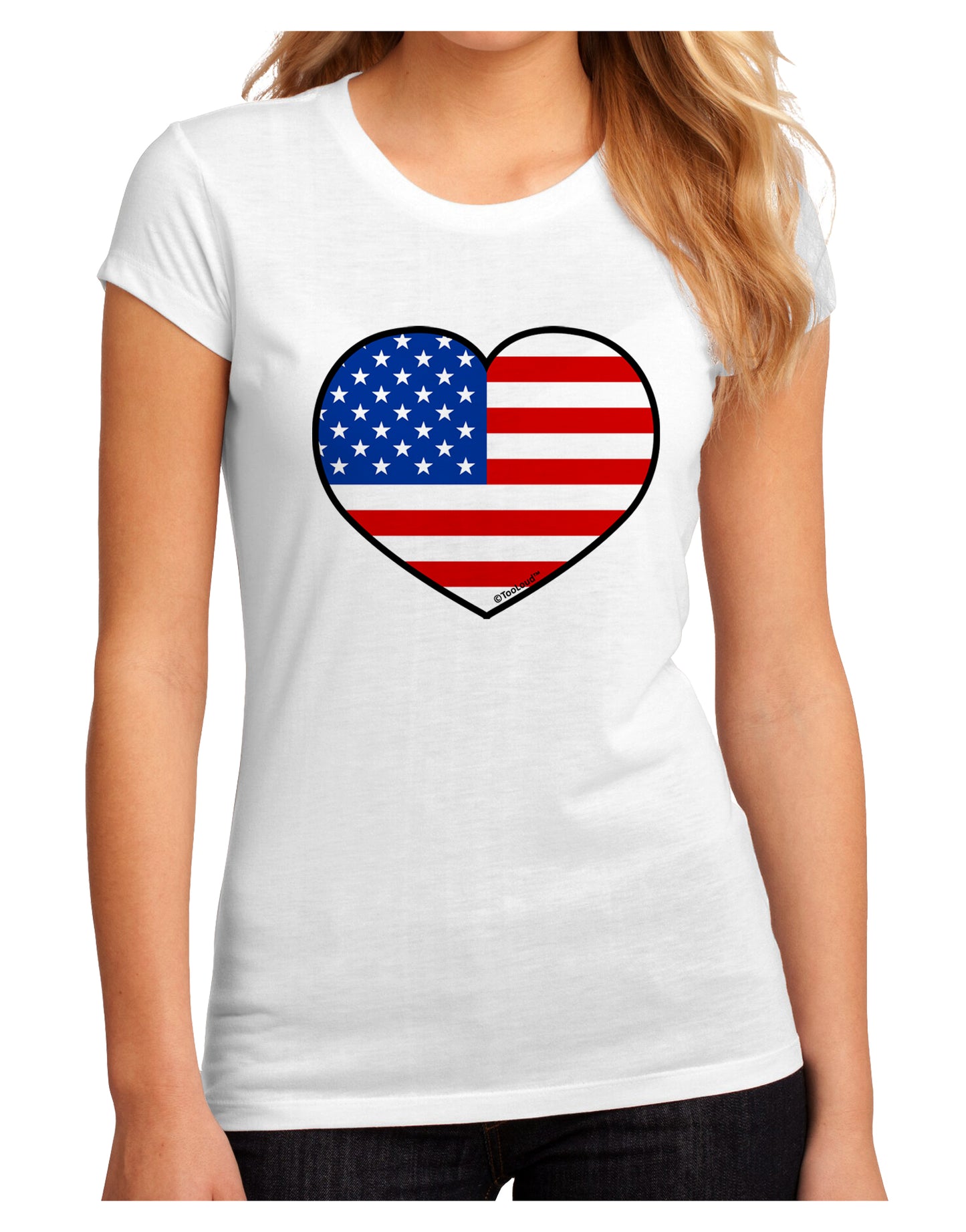 American Flag Heart Design Juniors Sublimate Tee by TooLoud-Womens T-Shirt-TooLoud-White-Small-Davson Sales