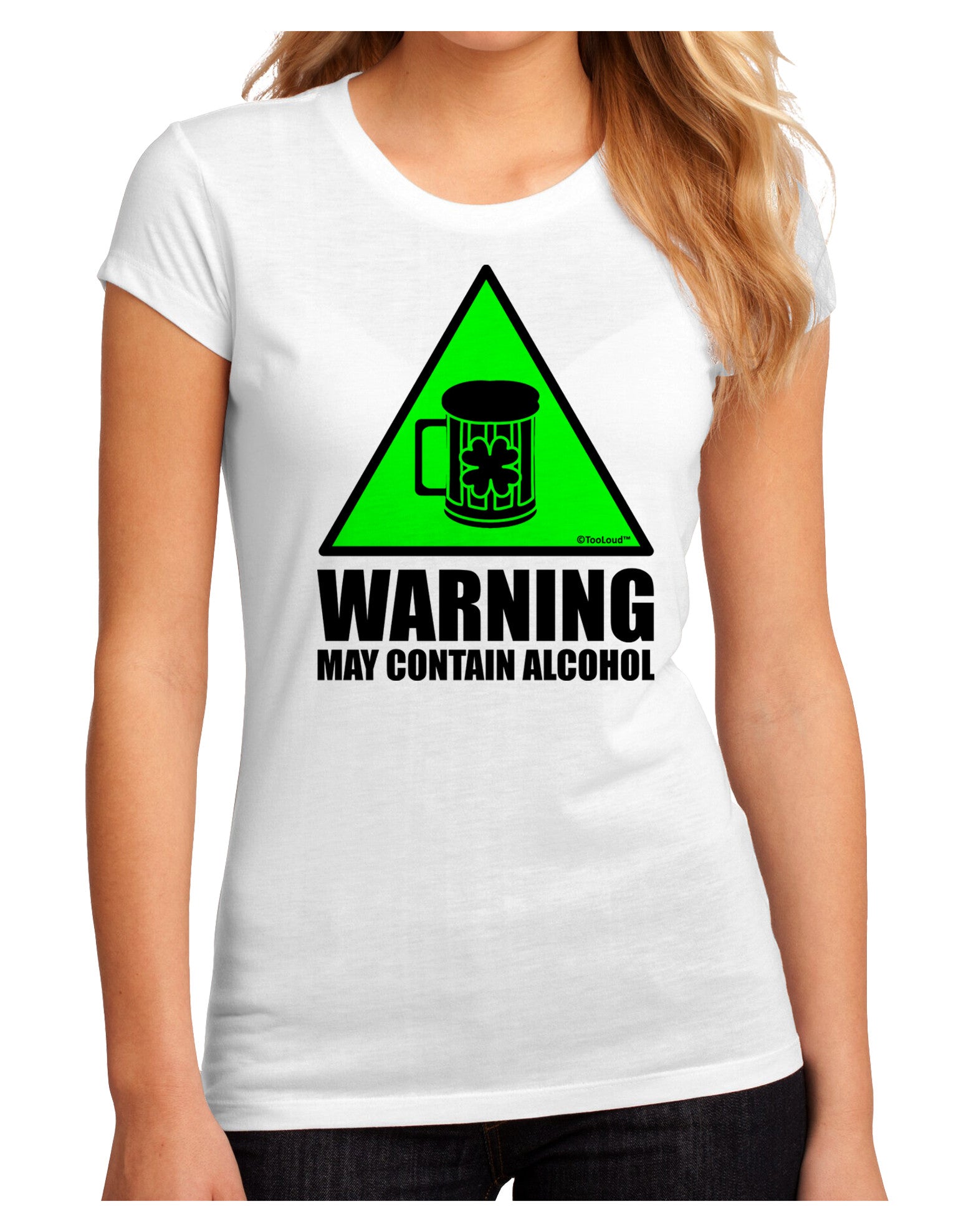 Warning May Contain Alcohol Juniors Sublimate Tee by TooLoud-Womens T-Shirt-TooLoud-White-Small-Davson Sales