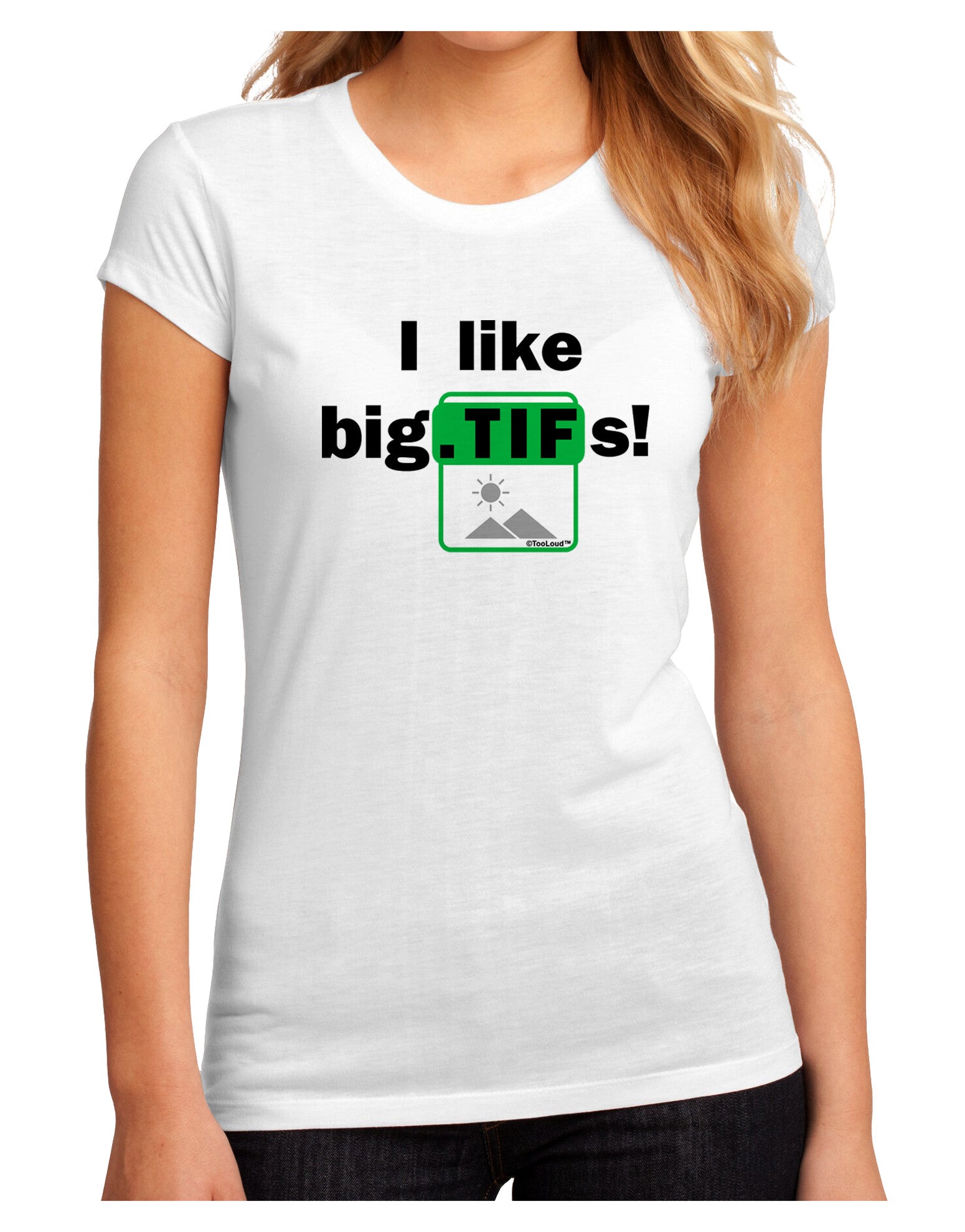 I Like Big Tifs Juniors Petite Sublimate Tee-TooLoud-White-Small-Davson Sales