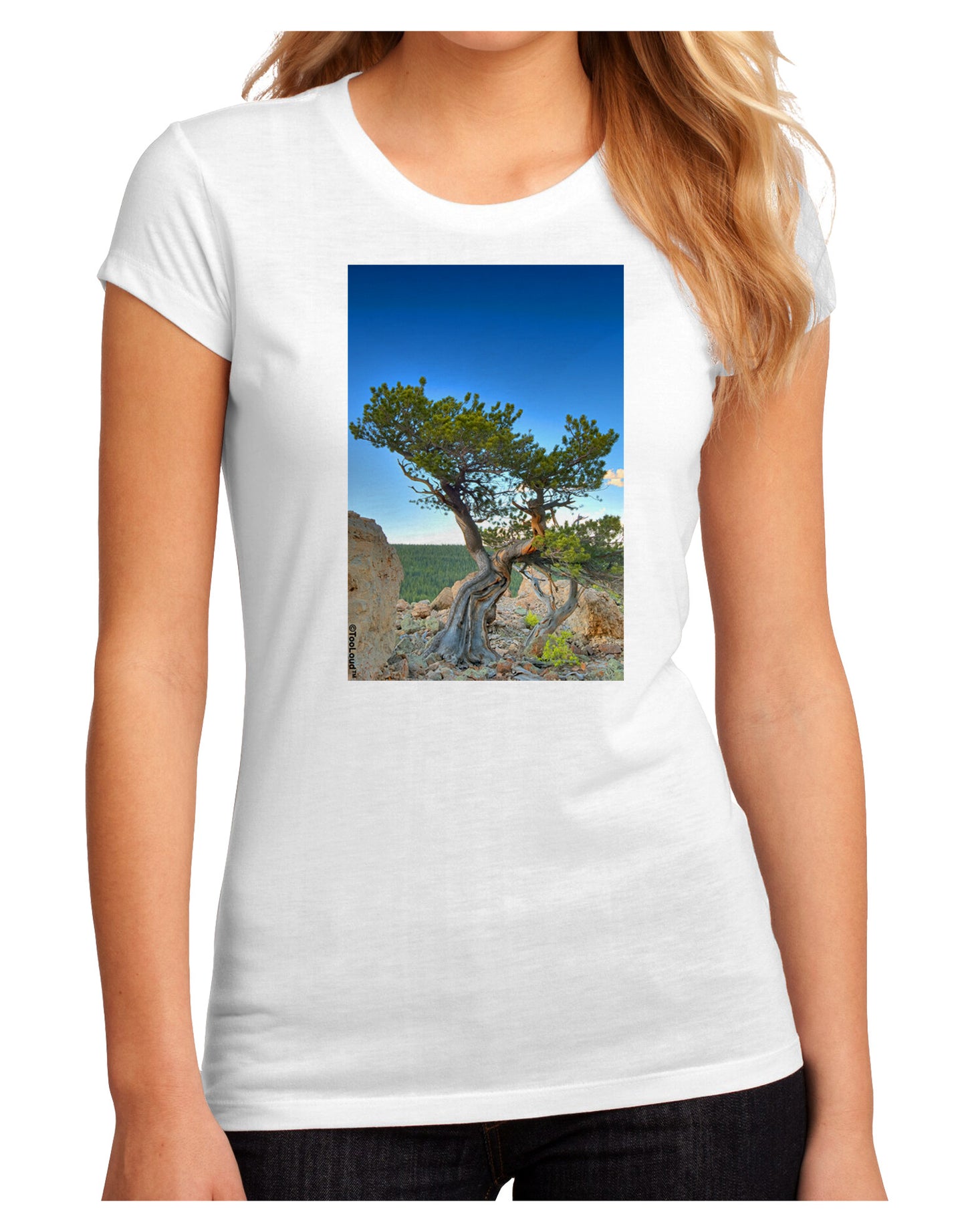 Colorado Landscape Tree Juniors Sublimate Tee-TooLoud-White-Small-Davson Sales