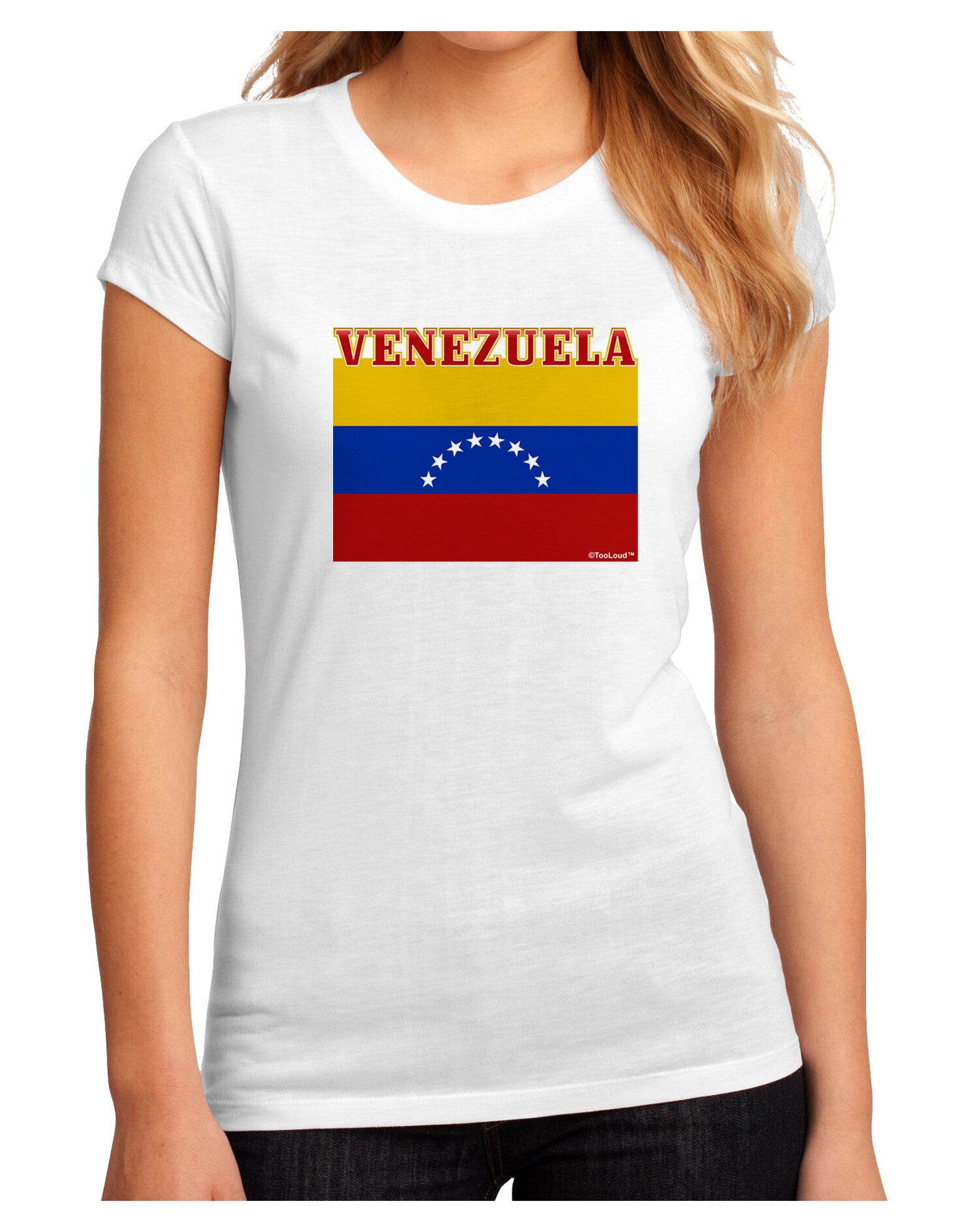 Venezuela Flag Juniors Petite Sublimate Tee-TooLoud-White-Small-Davson Sales
