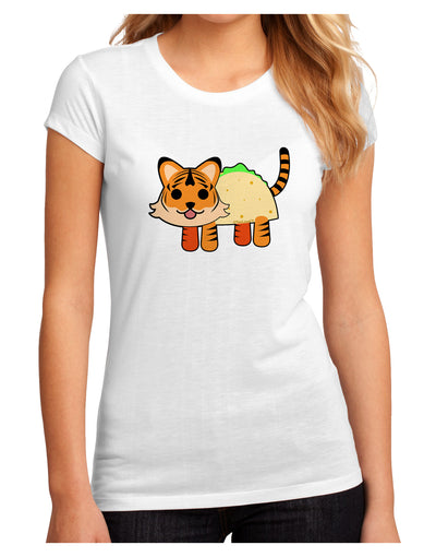 Cute Taco Tiger Juniors Petite Sublimate Tee-TooLoud-White-Small-Davson Sales