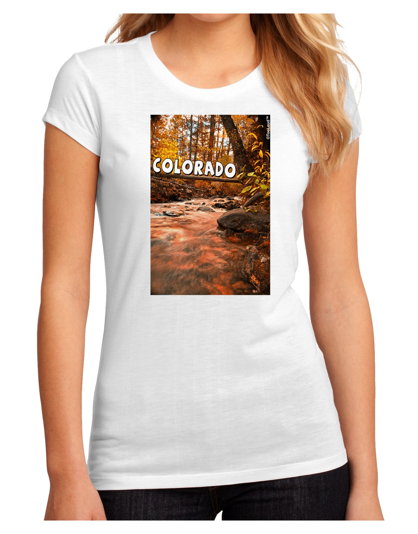 Mt Shavano Colorado Text Juniors Sublimate Tee-TooLoud-White-Small-Davson Sales