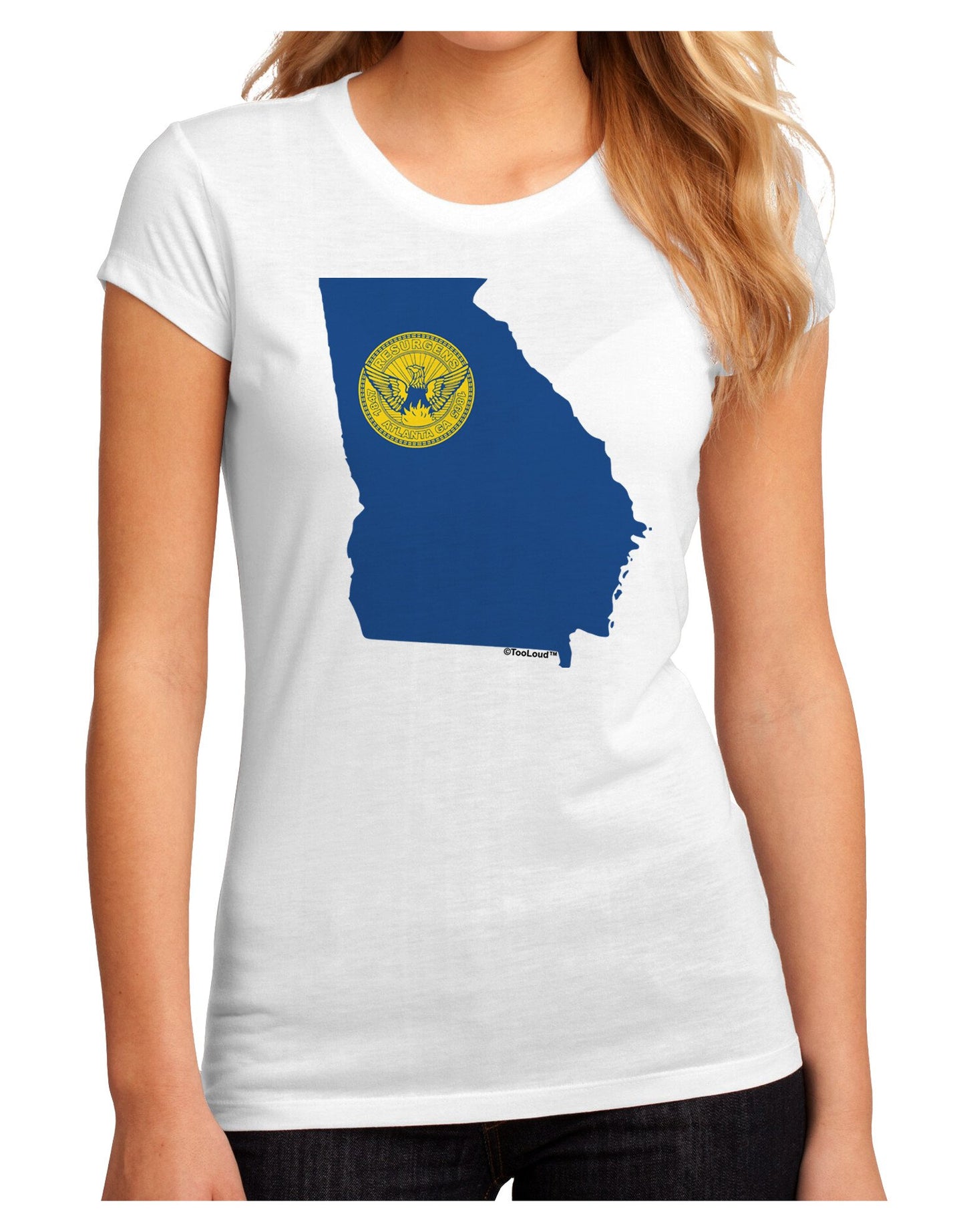 Atlanta Georgia Flag Juniors Petite Sublimate Tee-TooLoud-White-2XL-Davson Sales