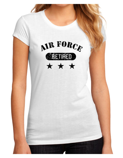 Retired Air Force Juniors Petite Sublimate Tee-TooLoud-White-Small-Davson Sales