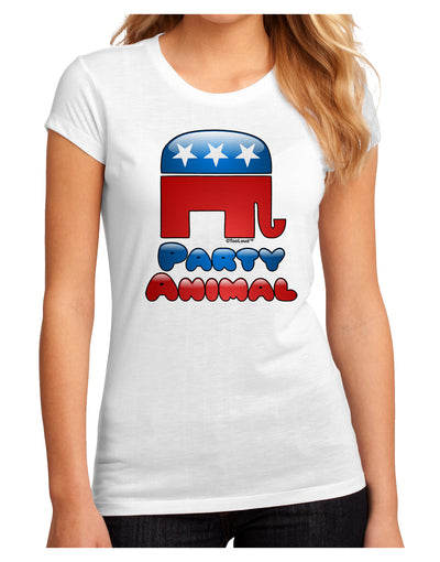 Republican Party Animal Juniors Petite Sublimate Tee-TooLoud-White-Small-Davson Sales