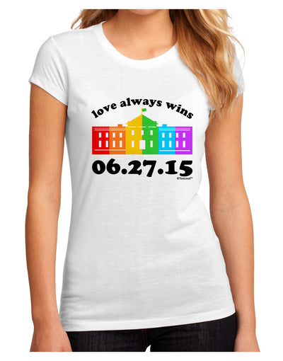 Love Always Wins with Date - Marriage Equality Juniors Sublimate Tee-TooLoud-White-Small-Davson Sales