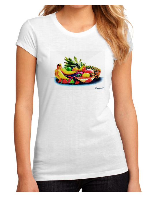 TooLoud Watercolor Fruit Bowl 3 Juniors Sublimate Tee-TooLoud-White-Small-Davson Sales