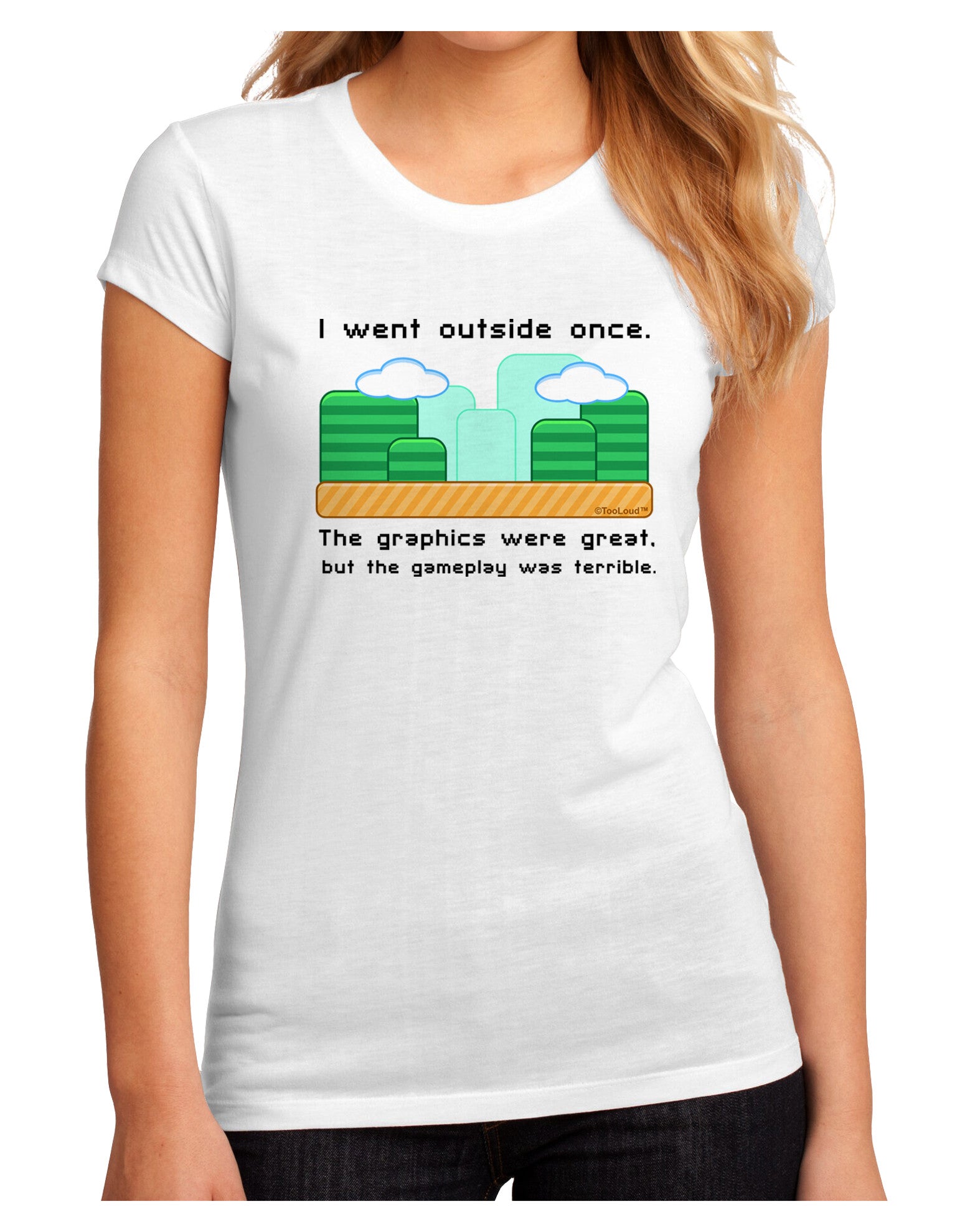The Gameplay Was Terrible Juniors Petite Sublimate Tee-TooLoud-White-Small-Davson Sales