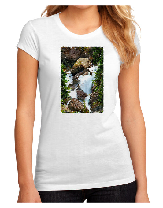 TooLoud Waterfall Watercolor Juniors Sublimate Tee-TooLoud-White-Small-Davson Sales