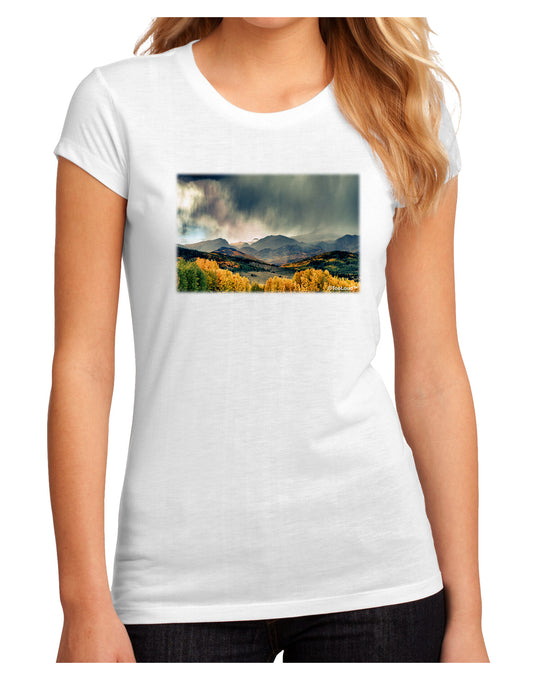 Colorado Mountain Scene Photo Juniors Petite Sublimate Tee-TooLoud-White-Small-Davson Sales