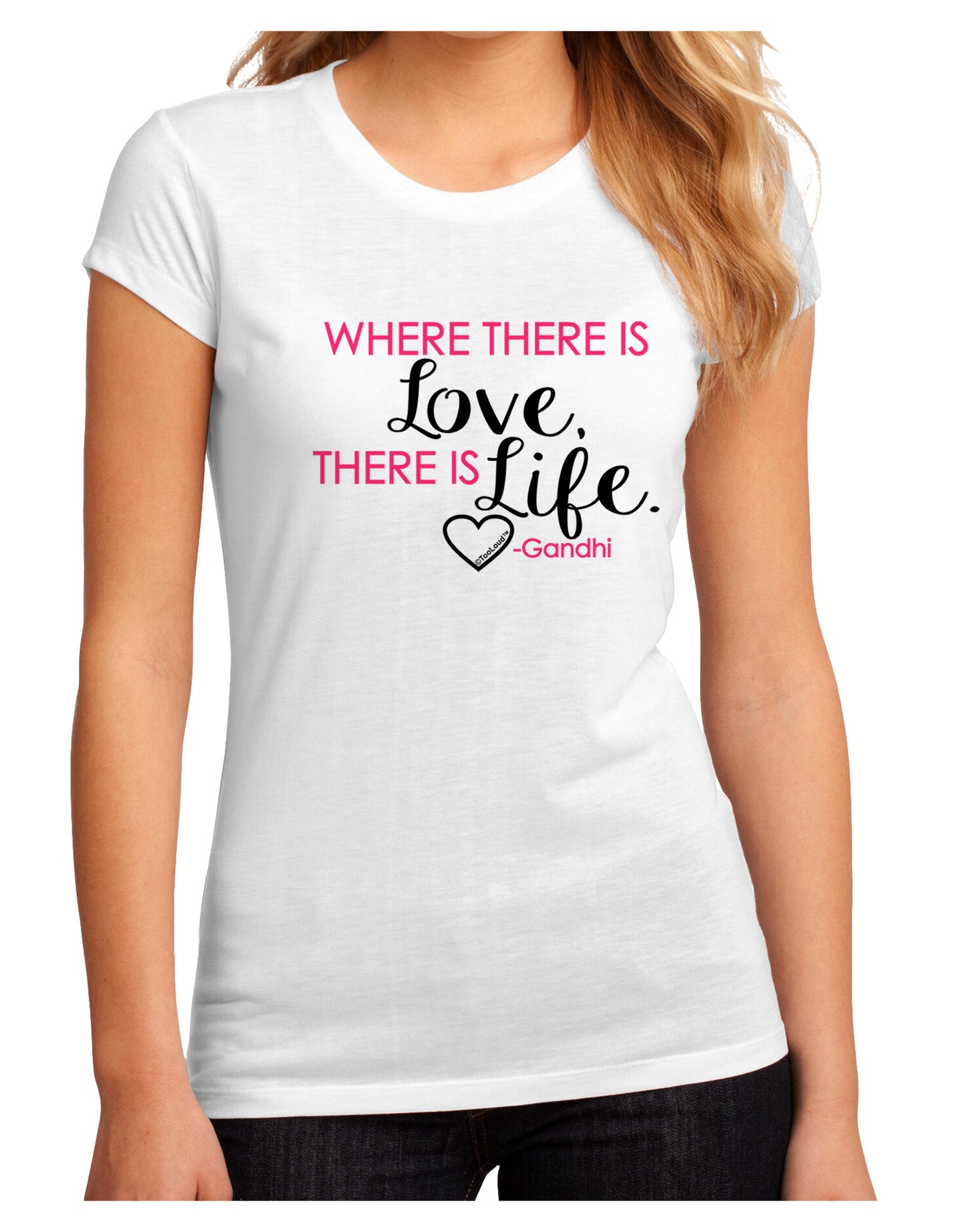 Where There Is Love Gandhi Juniors Petite Sublimate Tee-Womens T-Shirt-TooLoud-White-Small-Davson Sales