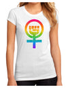 Rainbow Distressed Feminism Symbol Juniors Sublimate Tee-TooLoud-White-Small-Davson Sales